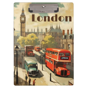 Vintage Travel Poster London City Centre Clipboard