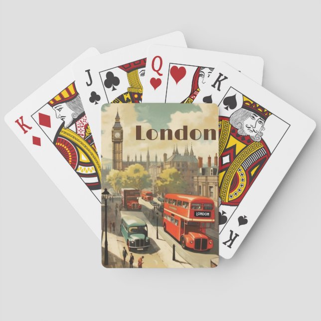 Vintage Travel Poster London City Centre Playing Cards (Back)