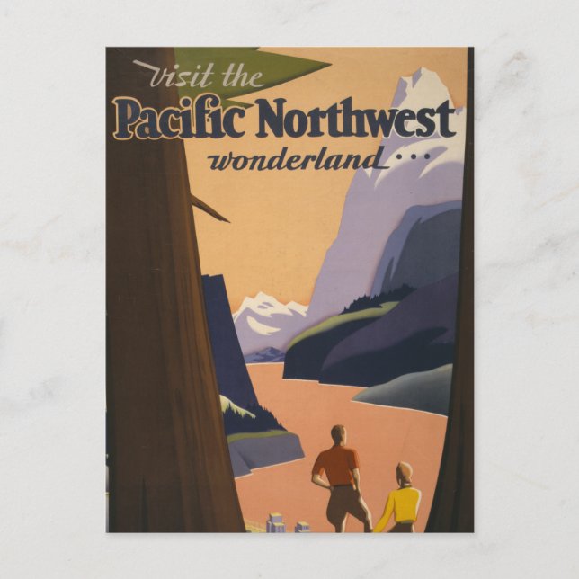 Vintage Travel Poster Looking Out Over Mountains Postcard (Front)