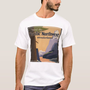 Vintage Travel Poster Looking Out Over Mountains T-Shirt