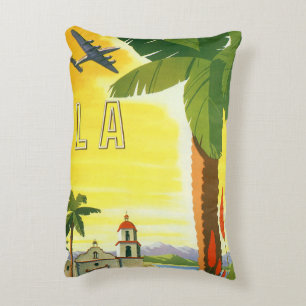 Vintage Travel Poster, Los Angeles, California Decorative Cushion