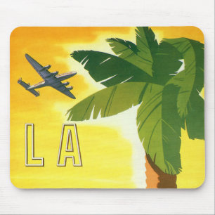 Vintage Travel Poster, Los Angeles, California Mouse Mat