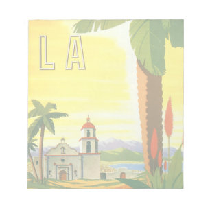 Vintage Travel Poster, Los Angeles, California Notepad