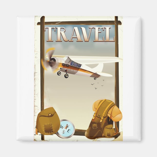 Vintage Travel Poster Magnet (Front)