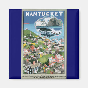 Vintage Travel Poster, Map of Nantucket Island, MA Magnet