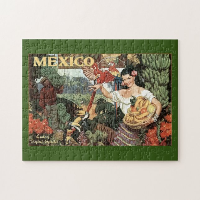 Vintage - Travel - Poster - Mexico - Tropical Jigsaw Puzzle (Horizontal)