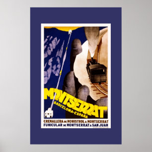 Vintage Travel Poster Montserrat Spain