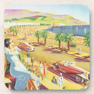 Vintage Travel Poster, Nice, France French Riviera Coaster