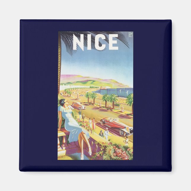 Vintage Travel Poster, Nice, France French Riviera Magnet (Front)