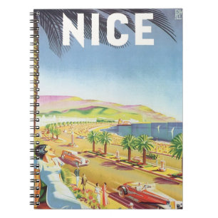 Vintage Travel Poster, Nice, France French Riviera Notebook