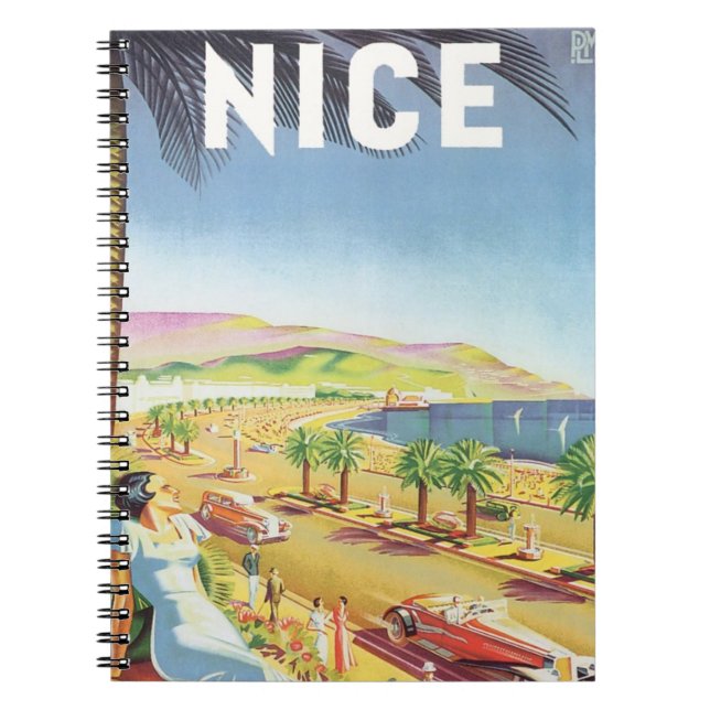 Vintage Travel Poster, Nice, France French Riviera Notebook (Front)