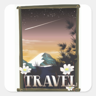 Vintage Travel Poster Night Mountain edition Square Sticker