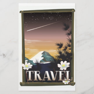 Vintage Travel Poster Night Mountain edition Stationery
