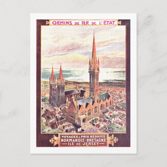 Vintage Travel Poster,Normandy Postcard (Front)