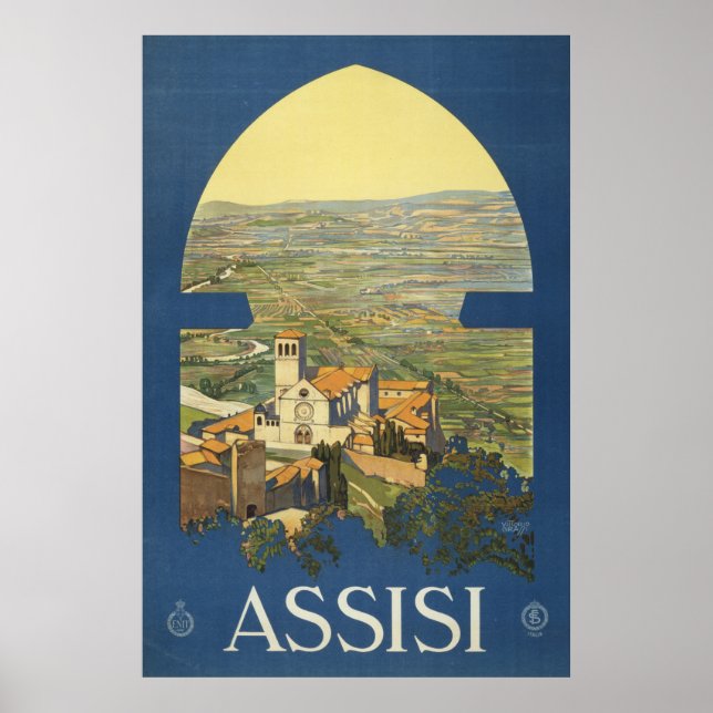 Vintage Travel Poster Of Assisi, Italy (Front)