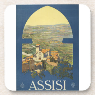 Vintage Travel Poster Of Assisi, Italy Coaster