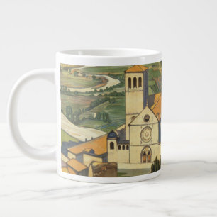 Vintage Travel Poster Of Assisi, Italy Large Coffee Mug