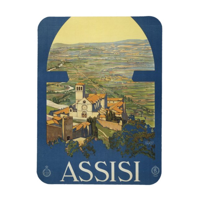 Vintage Travel Poster Of Assisi, Italy Magnet (Vertical)