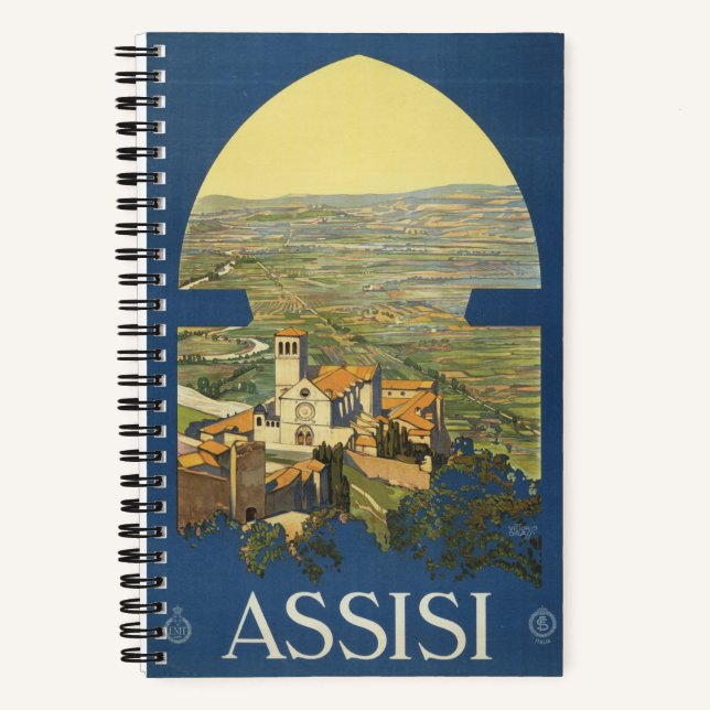 Vintage Travel Poster Of Assisi, Italy Notebook (Front)