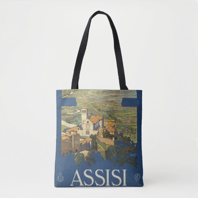 Vintage Travel Poster Of Assisi, Italy Tote Bag (Front)