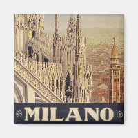 Vintage Travel Poster Of Cathedral In Milan, Italy