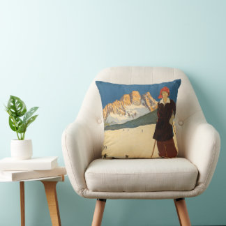 Vintage Travel Poster Of Cortina D'ampezzo, Italy Cushion