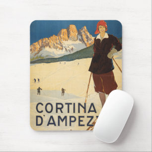 Vintage Travel Poster Of Cortina D'ampezzo, Italy Mouse Mat