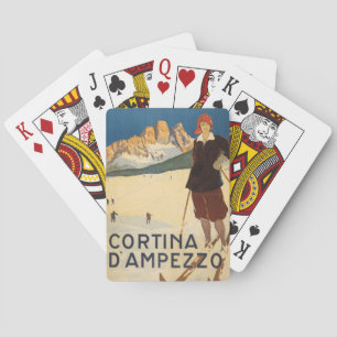 Vintage Travel Poster Of Cortina D'ampezzo, Italy Playing Cards
