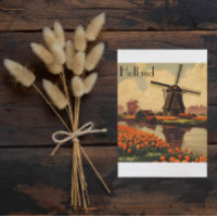 Vintage Travel Poster of Holland, tulips and mills