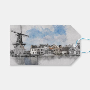 Vintage Travel Poster of Netherlands and mill Gift Tags