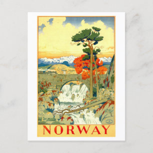 Vintage Travel Poster of Norway Postcard