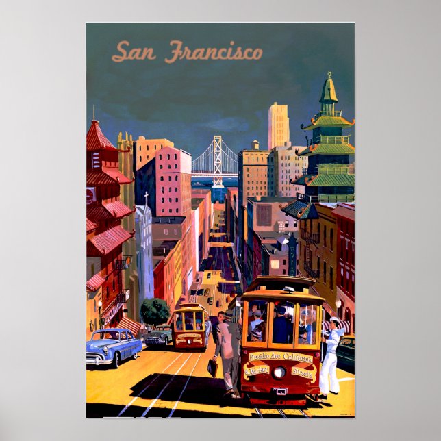 Vintage Travel Poster of San Francisco Cable Car (Front)