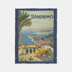 Vintage Travel Poster Of San Remo From A Terrace Fleece Blanket