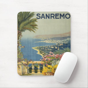 Vintage Travel Poster Of San Remo From A Terrace Mouse Mat