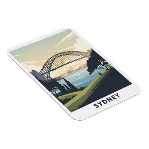 Vintage travel poster of Sydney harbour Magnet