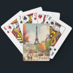 Vintage Travel Poster of the Paris Eifel Tower Playing Cards<br><div class="desc">vintage travel poster of the inner city of Paris with the Eifel Tower in the background</div>