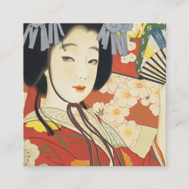 Vintage Travel Poster Osaka Japan Square Business Card (Front)