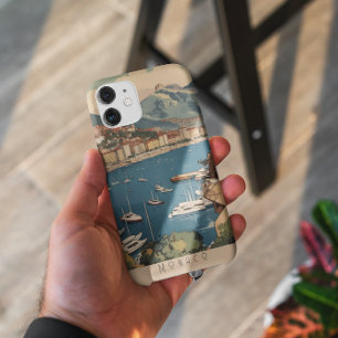 Vintage Travel Poster overlooking Monaco harbour iPhone 11 Pro Case