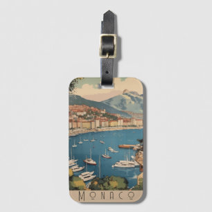 Vintage Travel Poster overlooking Monaco harbour Luggage Tag