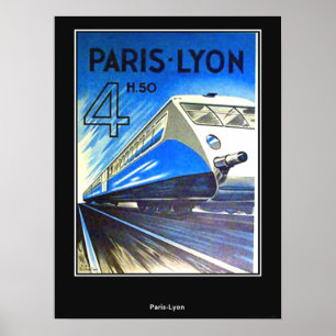 Vintage Travel Poster Paris-Lyon France