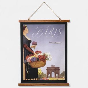 Vintage Travel Poster, Paris Via Constellation Hanging Tapestry