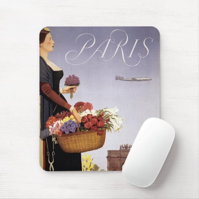 Vintage Travel Poster, Paris Via Constellation Mouse Mat (With Mouse)