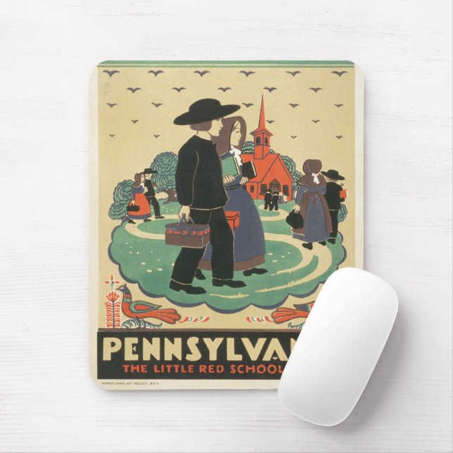 Vintage Travel Poster Promoting Pennsylvania Mouse Mat (With Mouse)