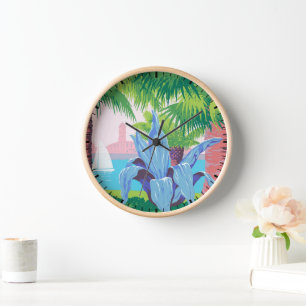 Vintage Travel Poster Promoting Puerto Rico 2 Clock