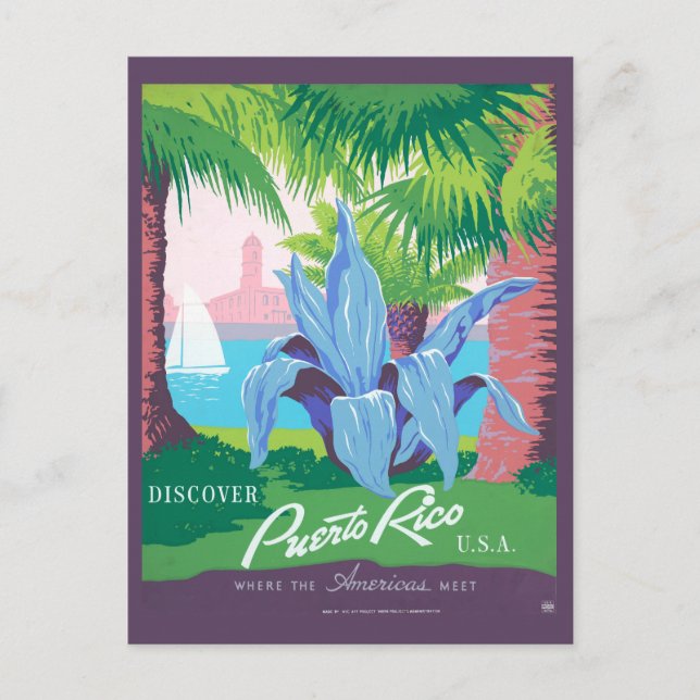 Vintage Travel Poster Promoting Puerto Rico 2 Postcard (Front)