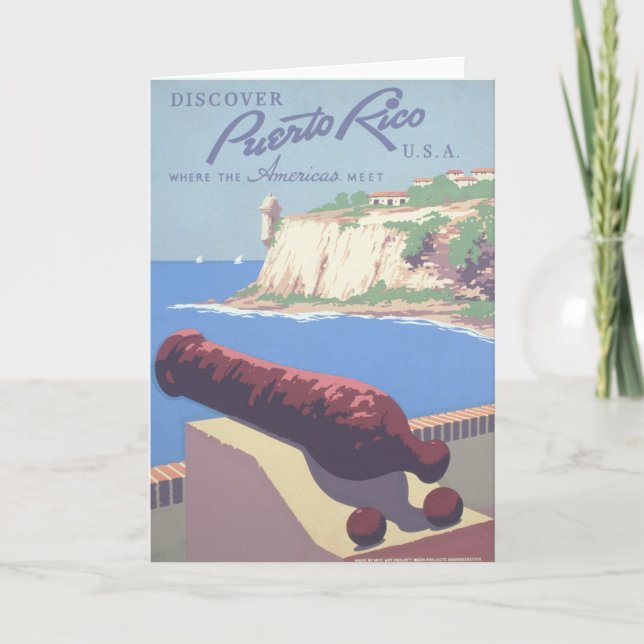 Vintage Travel Poster Promoting Puerto Rico Card (Front)