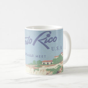 Vintage Travel Poster Promoting Puerto Rico Coffee Mug