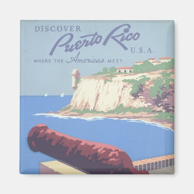 Vintage Travel Poster Promoting Puerto Rico Magnet (Front)