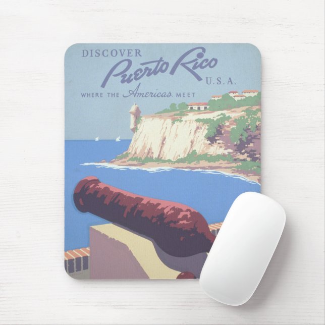 Vintage Travel Poster Promoting Puerto Rico Mouse Mat (With Mouse)