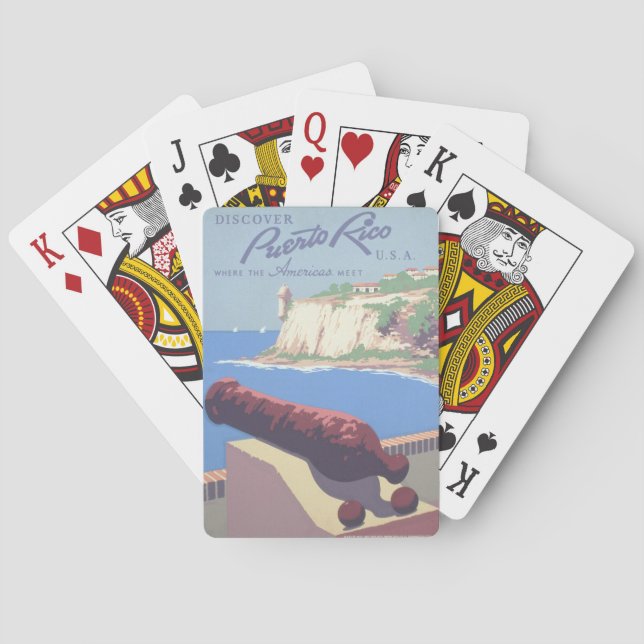 Vintage Travel Poster Promoting Puerto Rico Playing Cards (Back)